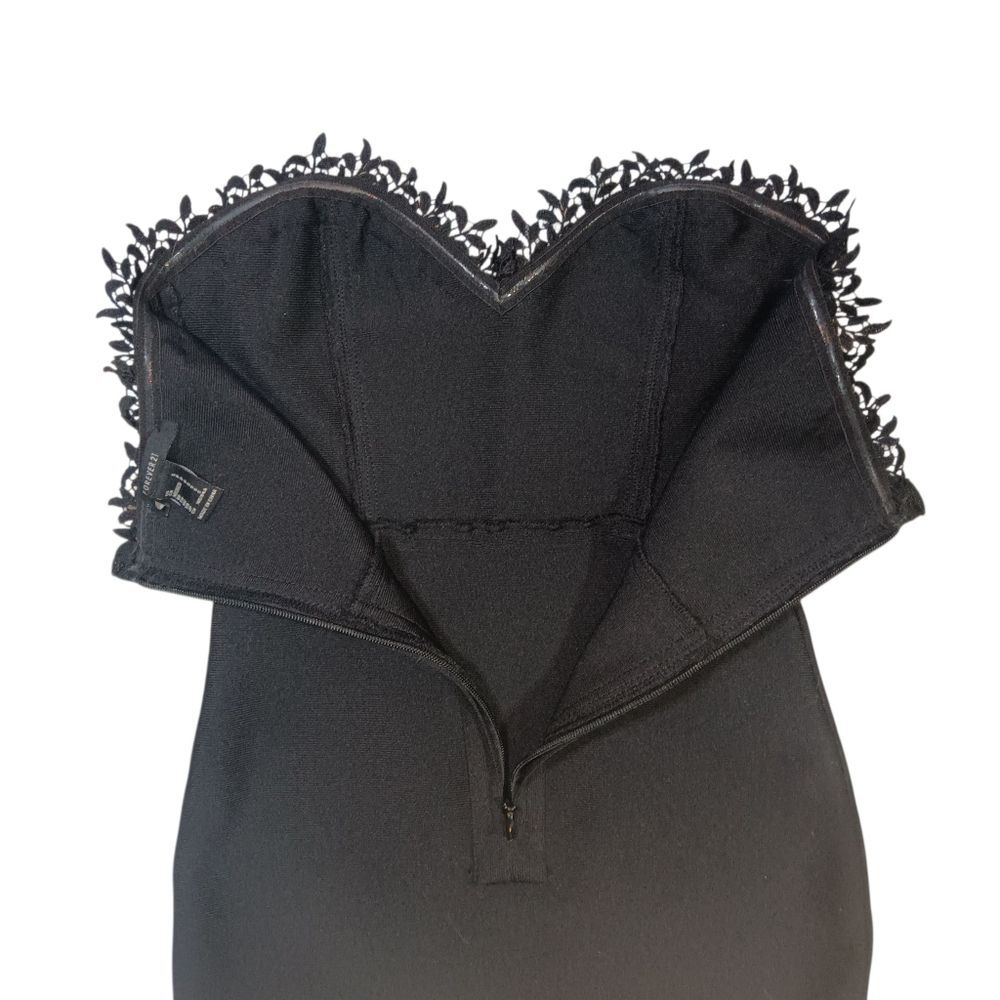 Forever 21 Elegant Black Strapless Bodycon Dress Sz S - Picture 6 of 9